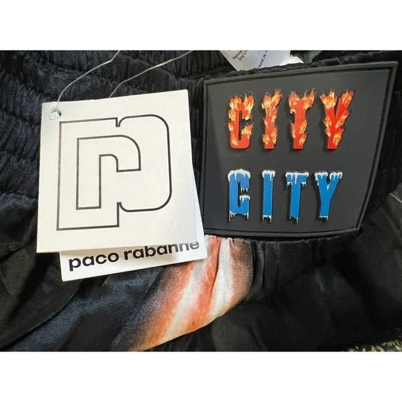 NWT Paco Rabanne City City Wide Leg Crop Pant Silky Black Flaming Astronauts XS - Picture 6 of 14